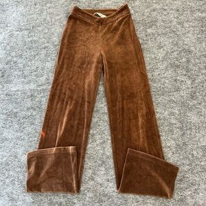 Peachy Den Brown Velvet Women's Straight Leg Pants Size XS